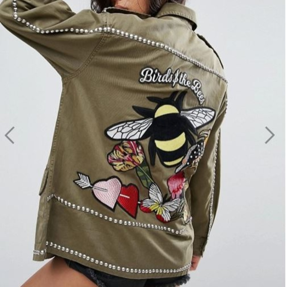 Jacket with Bee Embroidery and Embellishment